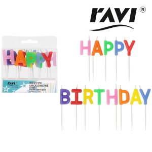 Świeczki urodzinowe LITERKI HAPPY BIRTHDAY RAVI